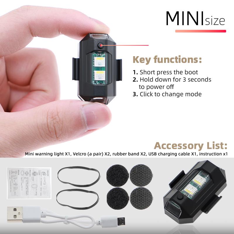 1 шт. семицветный мини-задний фонарь для мотоцикла, сигнальная лампа, стробоскоп, лазерная противотуманная фара, модифицированный универсальный стробоскоп для мотоцикла, DjiDrone Light