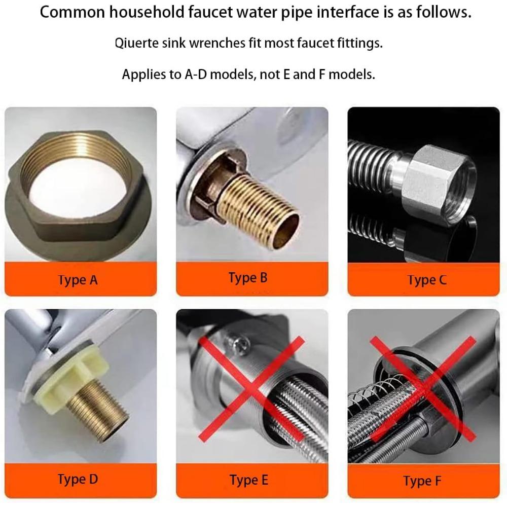 8 In 1 Multifunctional Sink Bathroom Wrench,Plumbing Installation Tool Household Water Pipe Faucet Washing Basin Corner Valve Sink Repair Removal Tool