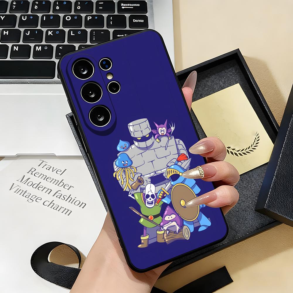 D-dragon Q-Quest Слайм Чехол для телефона Samsung S26 S25 S24 FE S23 S22 S21 Plus S20 Ultra Note20Ultra Черный Мягкий чехол