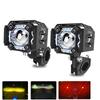 60W Motorcycle LED Spotlight With Red DRL Yellow White High and Low Beam Fog Lights For Car Motorbike Truck Trailer Off-road 12V 24V