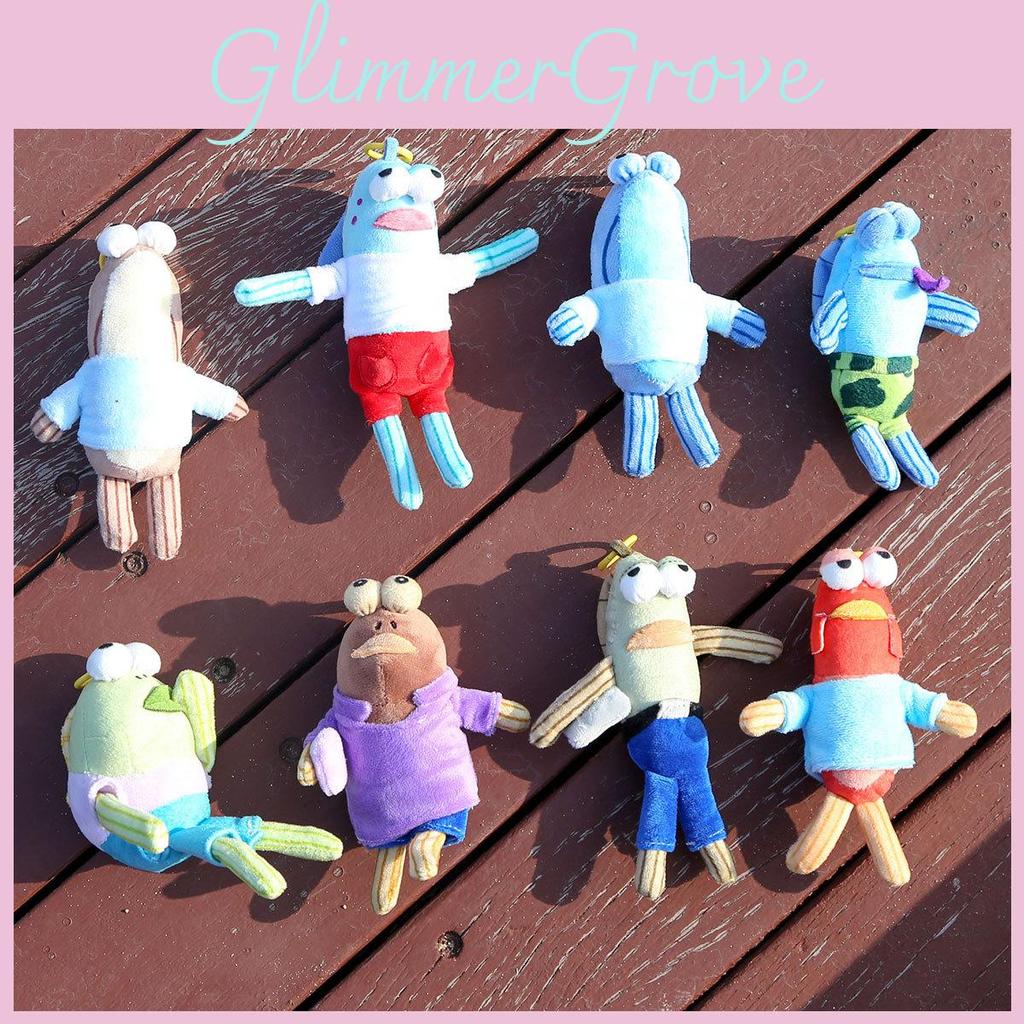 Spongebob Squarepants Bikini Bottom Plush Toy Keychain With Soft Cotton Filling For Kids And Collectors