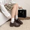Британский стиль Ретро Низкий верх Толстая подошва Повседневные Одинарные туфли для женской Осенней Моды Универсальные Удобные Массивные Лоферы