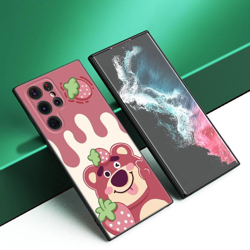 L-Lotso S-Strawberry Bear черный силиконовый чехол для телефона Samsung Galaxy S23 S21 S20 FE S24 S22 Ultra S10E S10 S9 S8 Plus