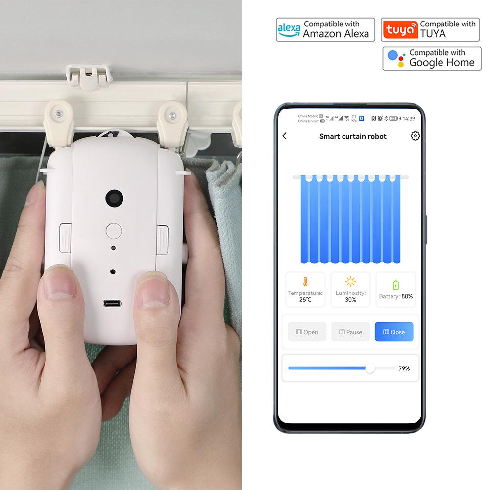 Умный электрический мотор для штор WiFi с голосовым управлением, не требует проводки