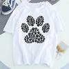 Women Dog Paw Print Short Sleeve Fashion Printed Summer Lady Womens Clothing Tops T-Shirt Shirt Tees Female T Shirt
