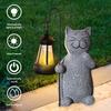 Garden Cat Figurine with Solar Lantern IP44 Waterproof UV Resistant Auto On/Off Animal Cat Statue LED Lamp