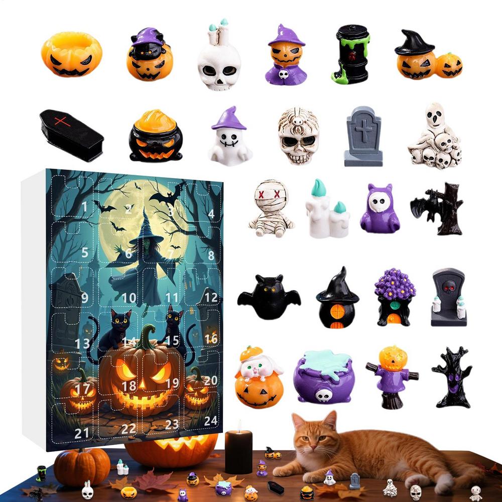 Halloween Figurine Advent Horror Season Advent Countdown Calendar 24 Days Resin Spooky Figurine For Halloween Desktop Windowsill