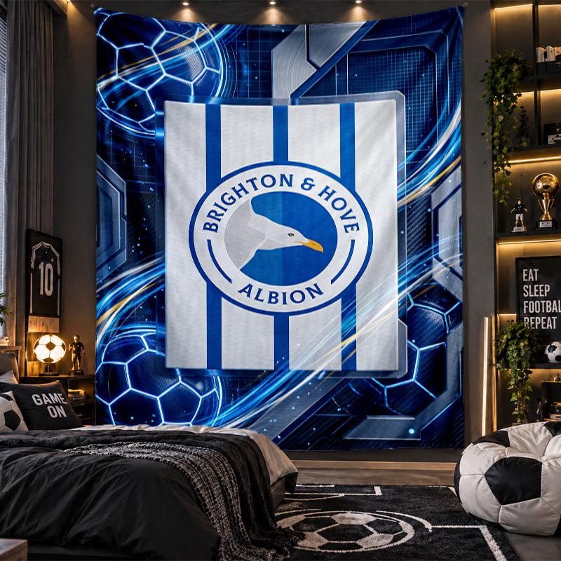Wall Hanging Tapestry Brighton & Hove Albion Football Print Cloth for Living Room Bedroom Home Decor