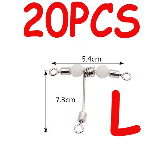 20pcs Luminous Beads /Swivel / 3-Way T Shape Stainless Wire Arms Fish Rig Branch Balance Fishing Tackle Accessories