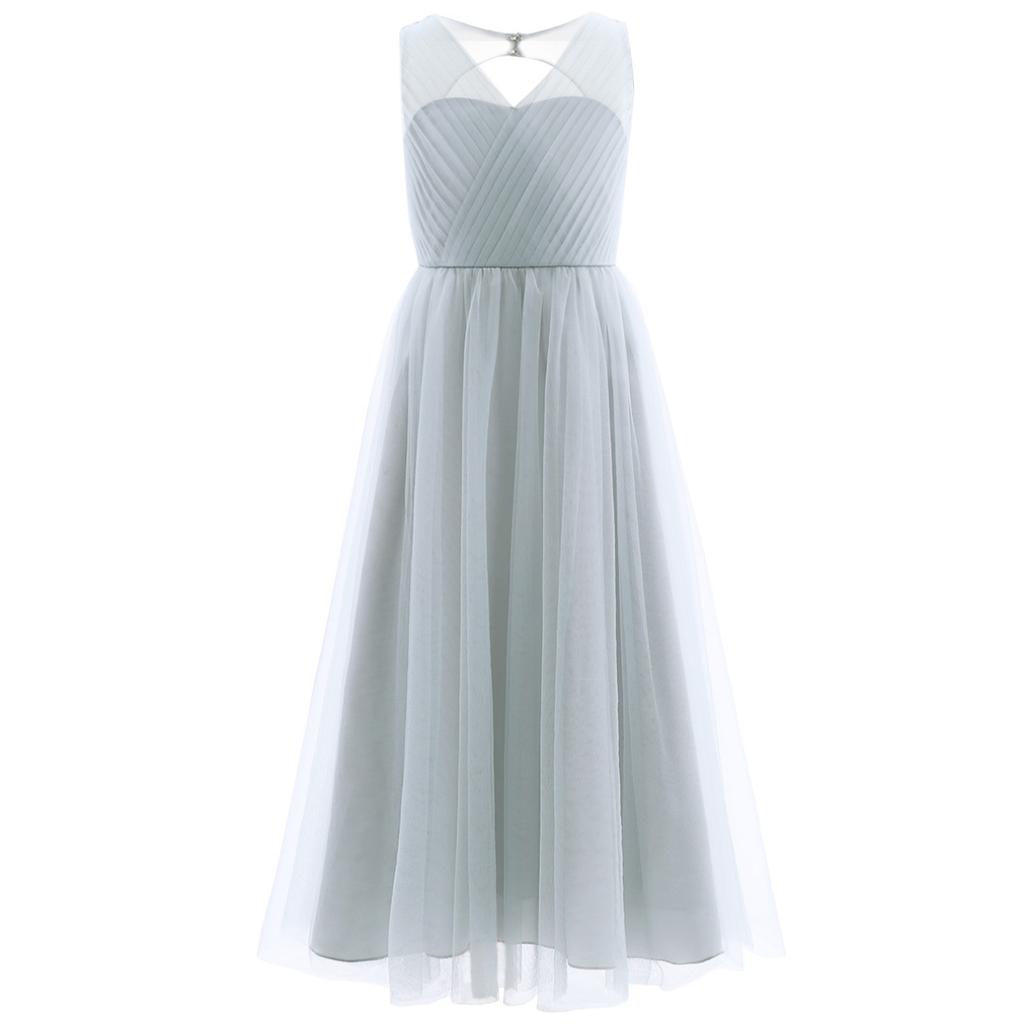 Платье для девочек в сетку с вырезом сзади, платье с цветочным узором для девочек, пышное платье принцессы на свадьбу, подружку невесты, день рождения