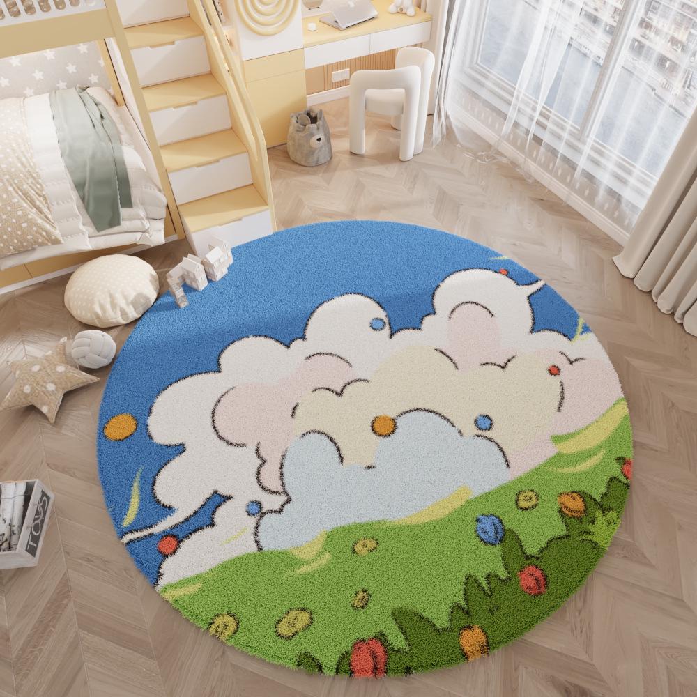 Круглый ковер с рисунком в скандинавском стиле для гостиной, кабинета или спальни – детский коврик для журнального столика и прикроватный коврик
