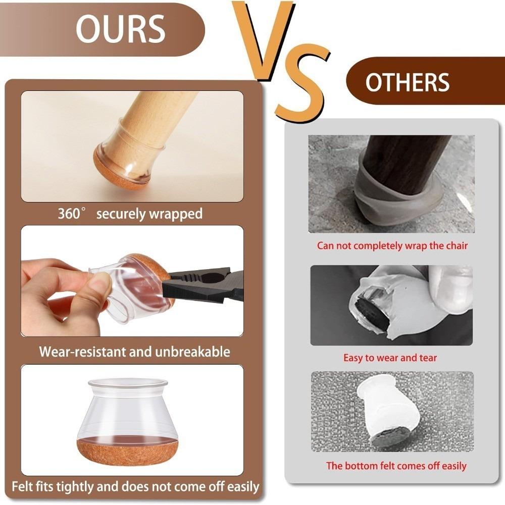 4-16 шт. прозрачные защитные колпачки для ножек стульев и столов, круглые колпачки для ножек мебели, напольные ползунки, нескользящие, с войлочными накладками