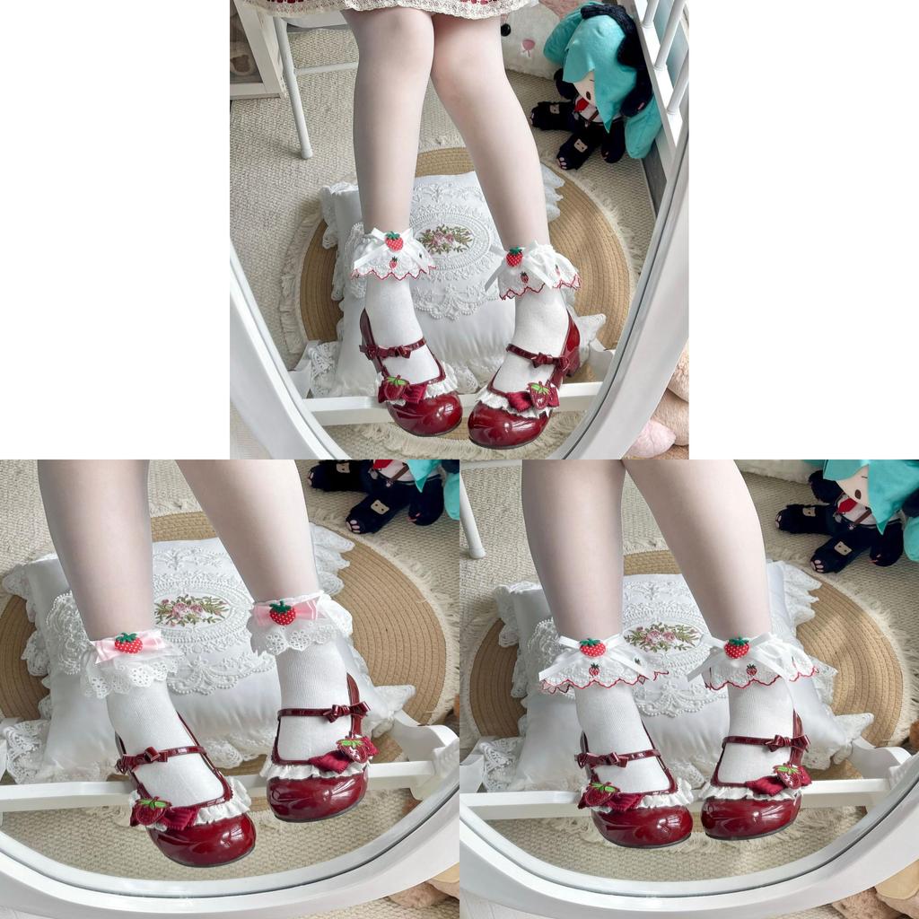 Lolita Cotton Hollow Lace Summer Socks With Bow Accents For Women And Teens