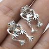 1 Pair of Fashionable Simple Style Frog Front and Back Earrings, Suitable for Women's Daily Wear