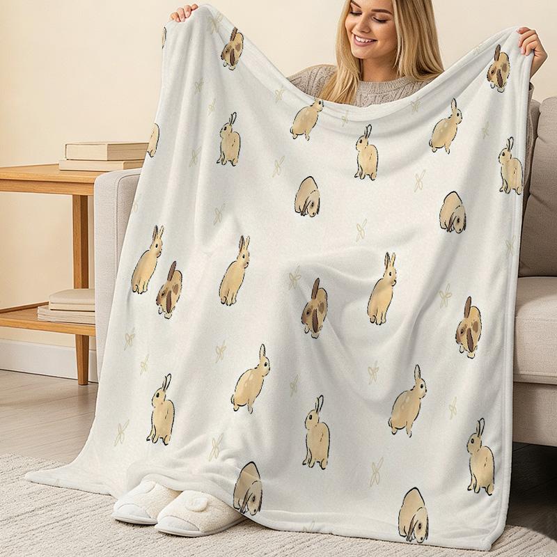 Flannel Fleece Blanket, Rabbit Series – Ultra Soft, Warm Single Blanket for Bedroom, Home Decor, Christmas & Halloween