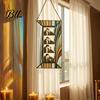 Stained Glass Window Hanging Acrylic Photo Frame Light Catcher, Retro Style Atmosphere Decor Display with Chain, Transparent Decorative Ornament