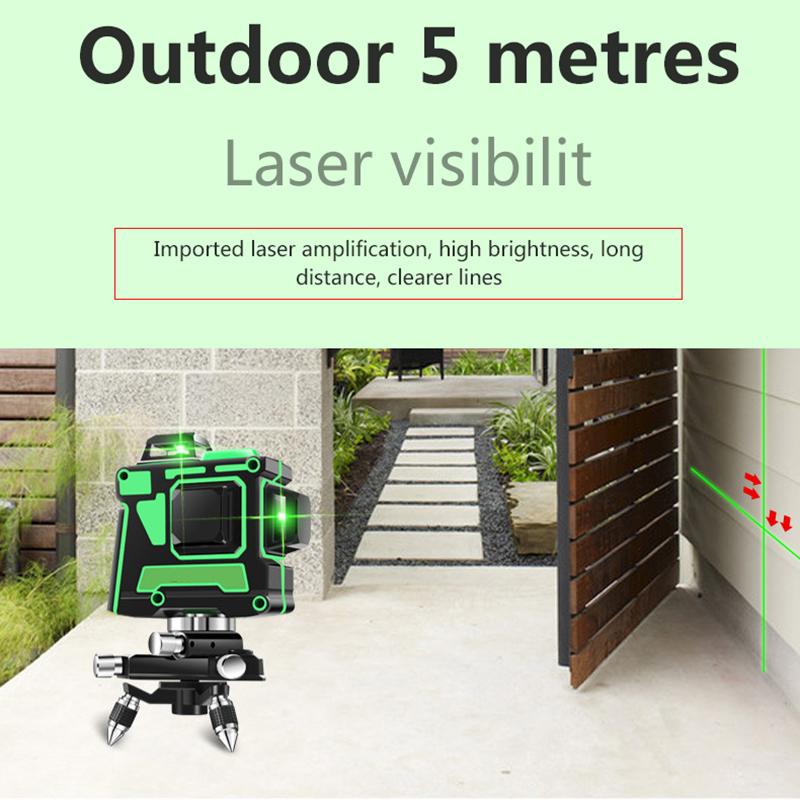12 Lines 3D Level Green Line Self Leveling 360 Degree Horizontal Vertical Cross Lines Level Machine