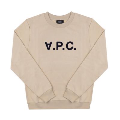 A.p.c. Худи унисекс стандартное с логотипом из велюра M27907 Tbi Бежевый Темно-синий