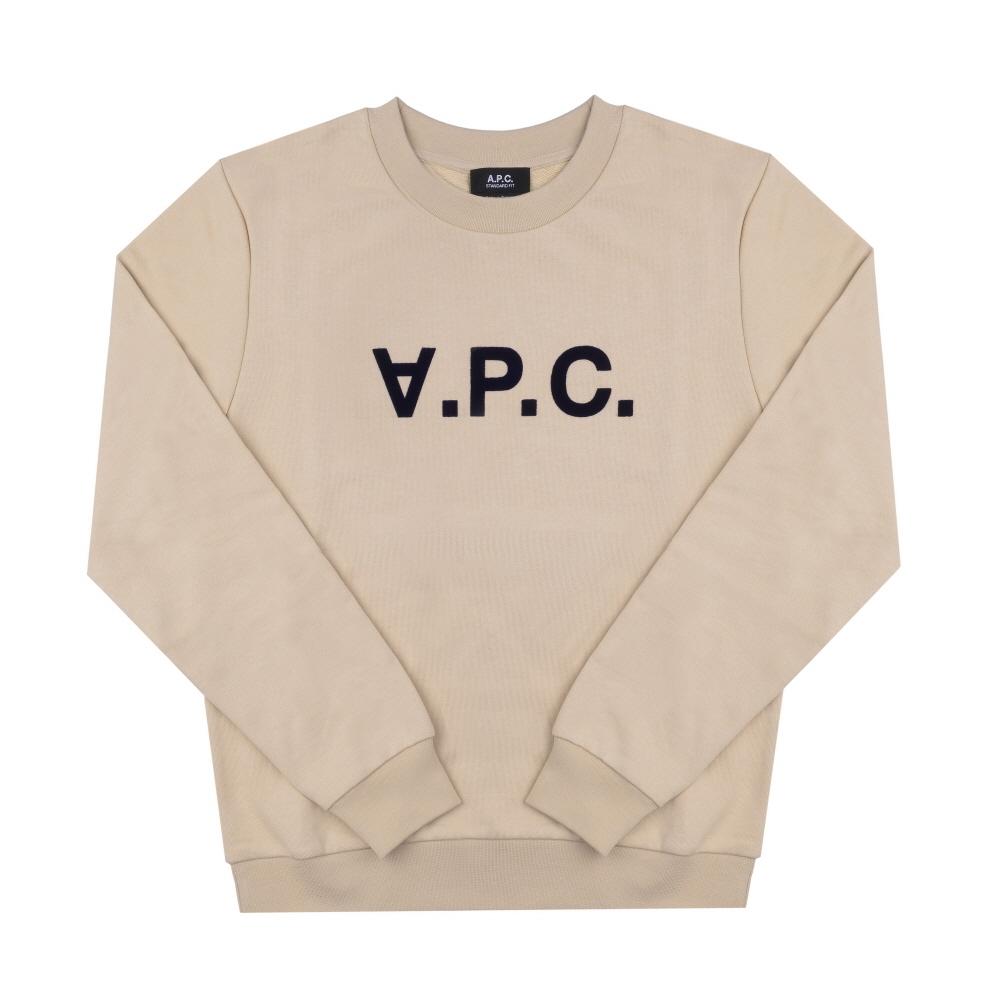 A.p.c. Худи унисекс стандартное с логотипом из велюра M27907 Tbi Бежевый Темно-синий