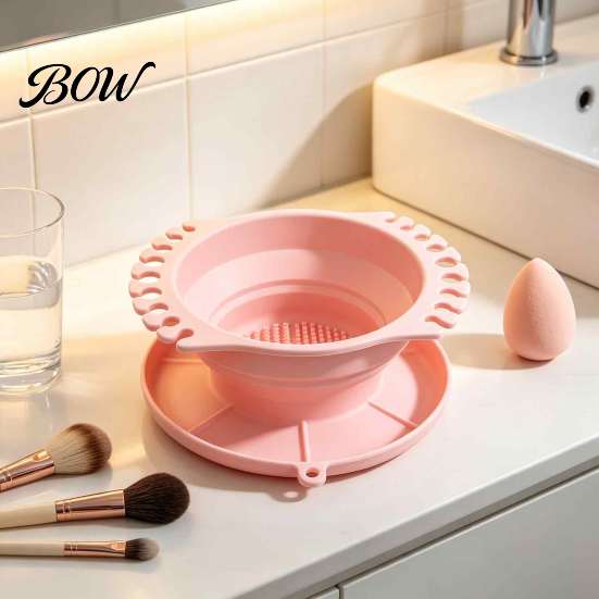 Collapsible Paint Brush Cleaner Silicone Cup, with Texture, Foldable Compact Cosmetic Cleaning Bowl Cleaner, for Watercolor Painting And Makeup