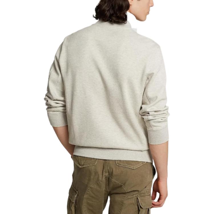 Куртка-бейсболка Polo Ralph Lauren FW23 с вышитым логотипом и длинными рукавами на молнии, мужские куртки светло-серого цвета 710881521-005