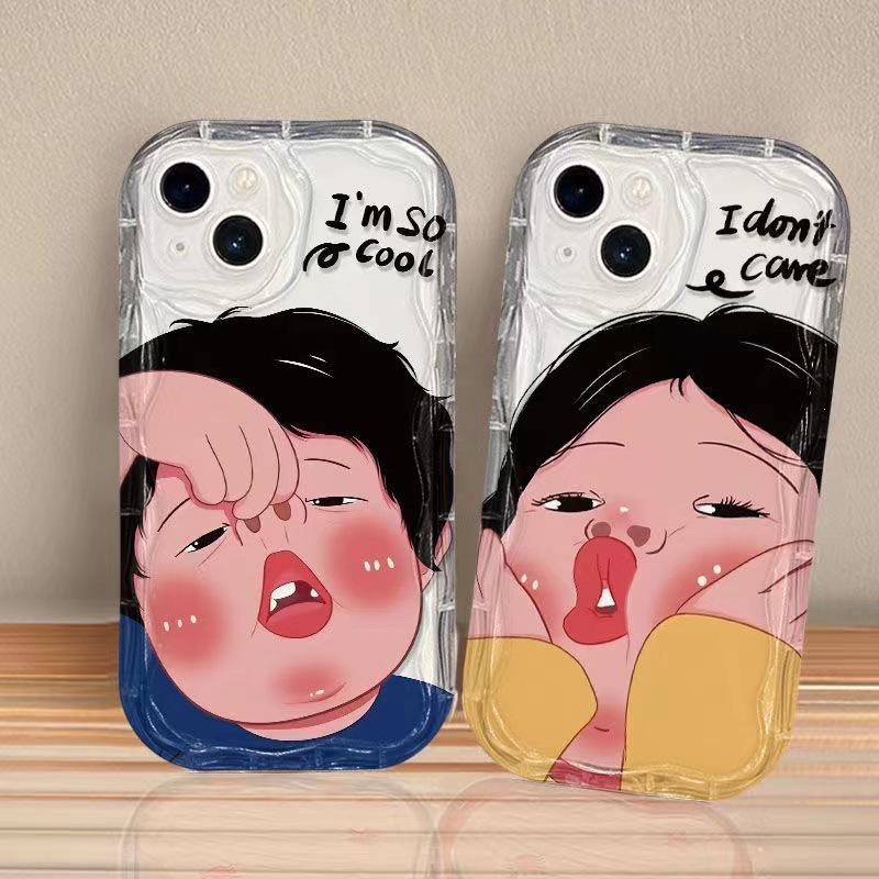 Модный Прозрачный Забавный Чехол для Телефона для Пары для iPhone 15, 14/13 Pro, 11, 8 Plus/7/6