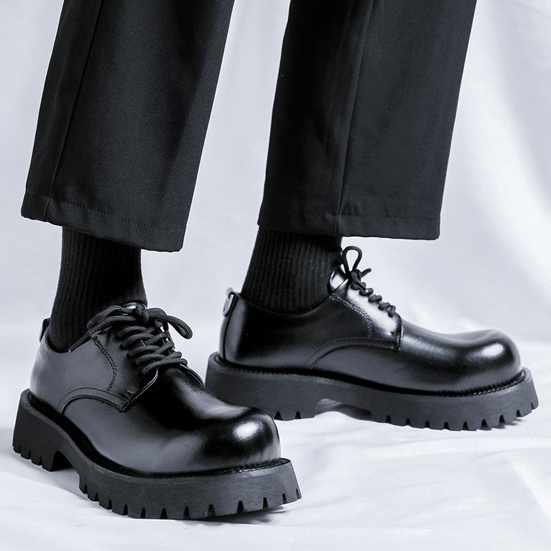 Туфли дерби на толстой подошве, мужские, в британском стиле, с большим носком, модные черные туфли для жениха 8831-R