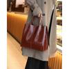 Light Luxury Retro Leather Women's Bag Autumn and Winter New Top Layer Vegetable Tanned Leather Large Capacity Tote Bag Women's Shoulder Bag