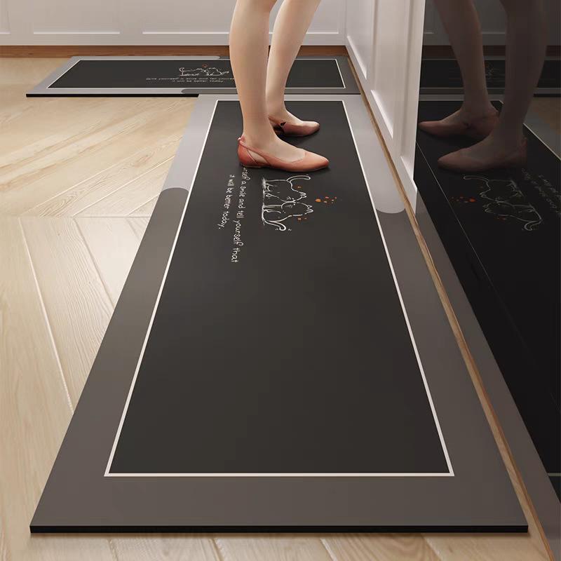 Retro kitchen floor mat, anti slip and oil resistant, kitchen specific Diatom mud mat, household kitchen carpet