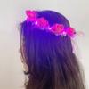 Wedding Rose Flower Women Headwear Crown Flower Headband LED Light Garland Wreath Decoration