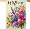 Welcome Spring Garden Ag 12x18 Inch Double Sided Colorful Owers Oral Spring Summer Seasonal Yard Ag Farmhouse Holida EEZ