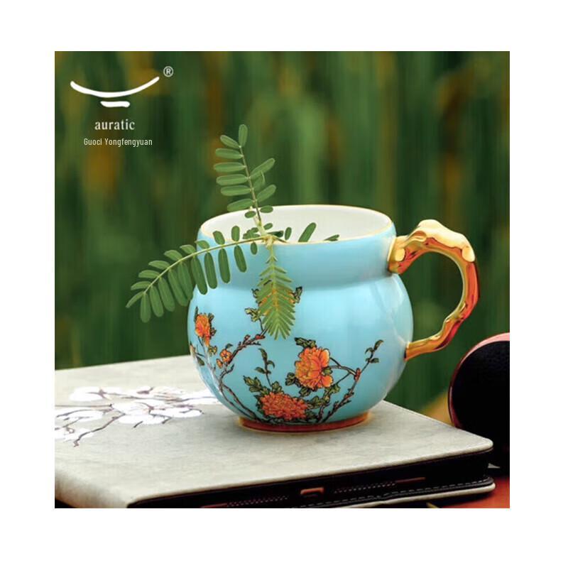 Фарфоровая кружка Yongfengyuan Madam, синяя, с изображением Западного озера