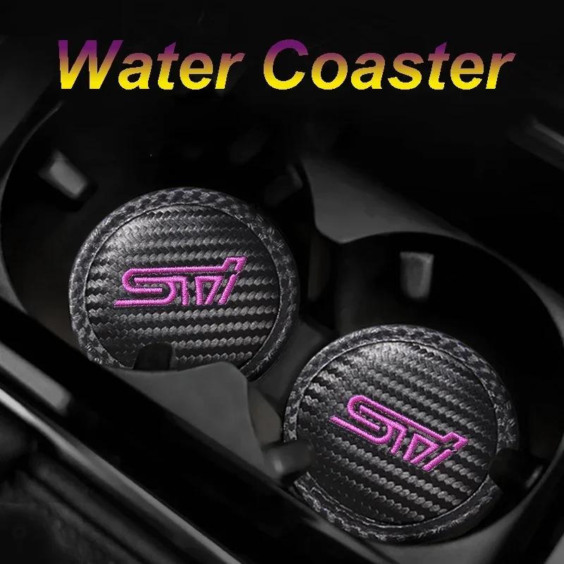 For Subaru Impreza Legacy Forester Outback WRX BRZ Tribeca 2pcs Car Badge Interior Parts Anti-slip Mat Water Coaster Accessories gyu9