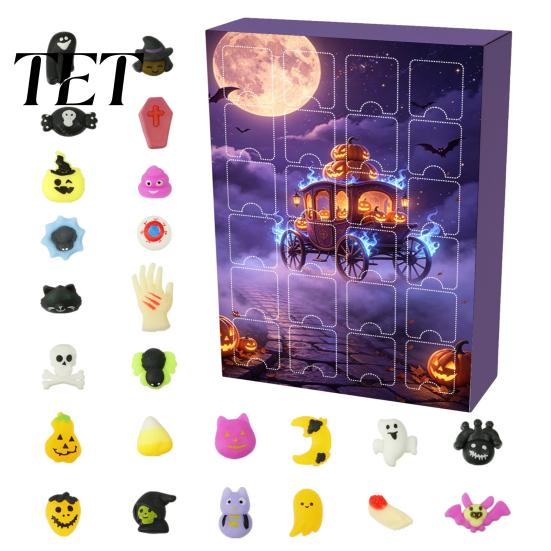 Novelty Halloween Party Supplies Advent Calendar 2026, 24 Pcs Mini Squeeze Figures Countdown Calendar, Soft Rubber Souvenirs Slow Rising Stress Relief
