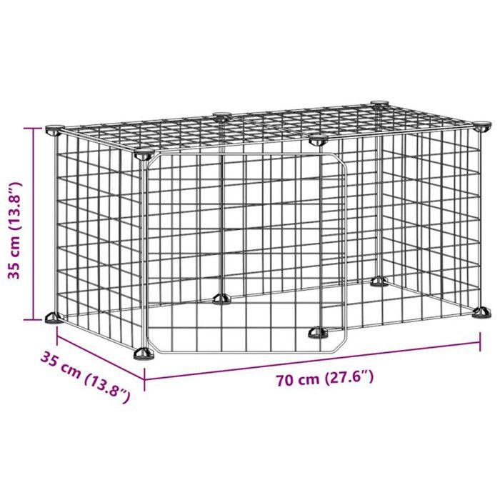 3114050 vidaXL Pet Cage with 8 Panels and Door Black 35x35 Cm
