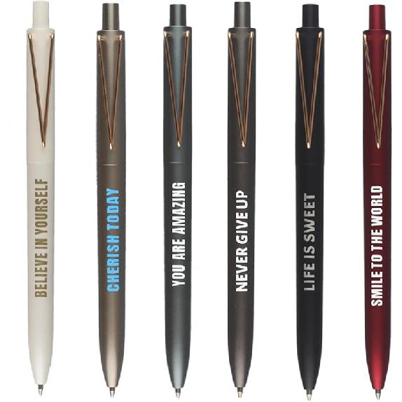 CAIGANS&CM 12 Pcs Motivational Retractable Ballpoint Pens with Positive Affirmations - Funny pirational Quote Pens for Office, School, Home (Bulk