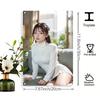 Hisun Tin Sign HD Metal Wall Art Dreamy Asian Girl with Long Dark Hair and Side Flower Hairpin Wearing Elegant White Turtleneck Sweater and Ple