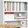 Metal Bookshelf with 5 Levels and Door, Industrial White, Adjustable Shelves, Dimensions H 180 x W 60 x D 23.6 cm, for Living Room, Office and Library