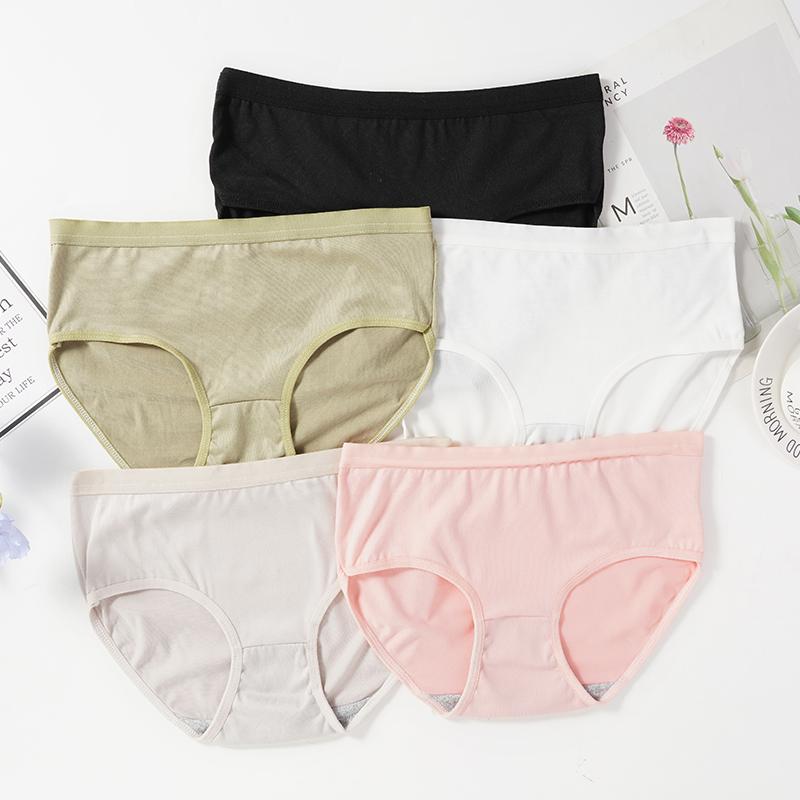 Женское нижнее белье Хлопковая ластовица Однотонное Простое Со средней посадкой Удобные Девичьи трусики