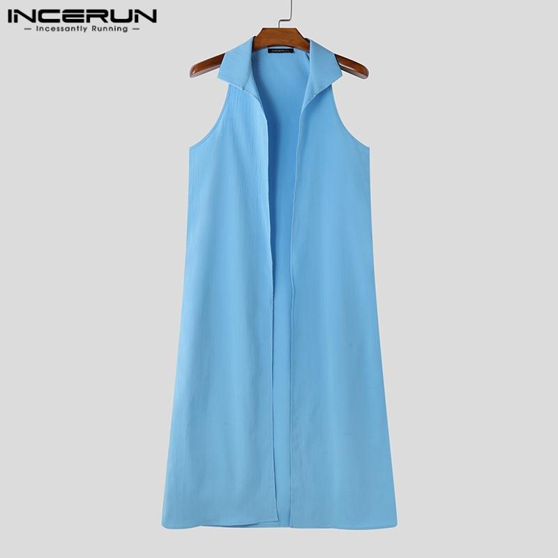 INCERUN Летний мужской кардиган без рукавов с открытым передом свободного покроя с длинными рукавами