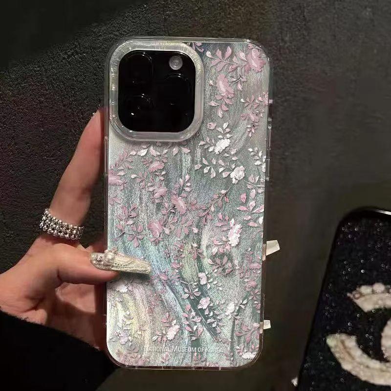 Маленький Цветочный Чехол Для Samsung Galaxy S24 S23 S22 Ultra S21 FE A16 A15 A34 A35 A55 A53 A54 5G S25 Шифоновая Текстура Блестящая Крышка