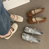 Women Vintage Mary Jane Shoes Leather Flats Dress Shoe New Autumn Shallow Soft Soles Leather Shoes Casual Buckle Shoes Footwear