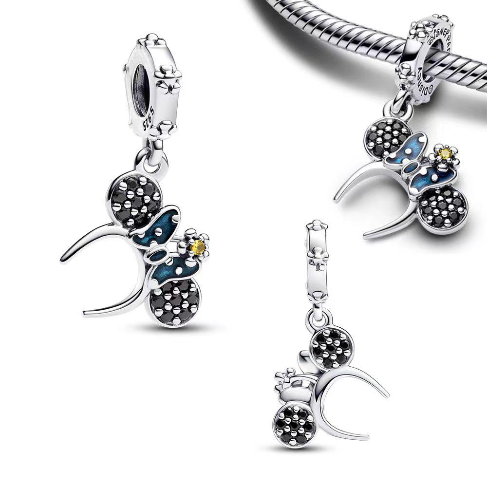 DIY Bead 925 Silver Mickey Charm Bracelet Necklace Jewelry Gift for Party