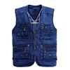 XL-5XL Middle-aged and Elderly Denim Vest Men's Cotton Multi-pocket Plus Fertilizer To Increase Spring and Autumn Men's Waistcoat