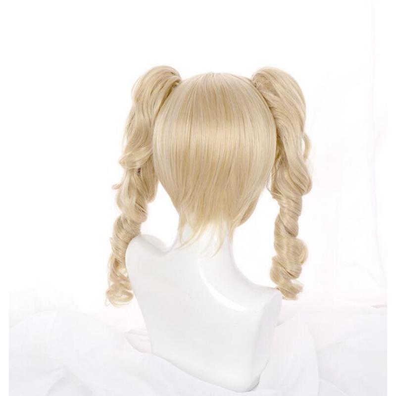 75CM Game Genshin Impact Barbara Cosplay Wig Curly Yellow Ponytail Role Play Heat Resistant Synthetic Hair Halloween Carnival