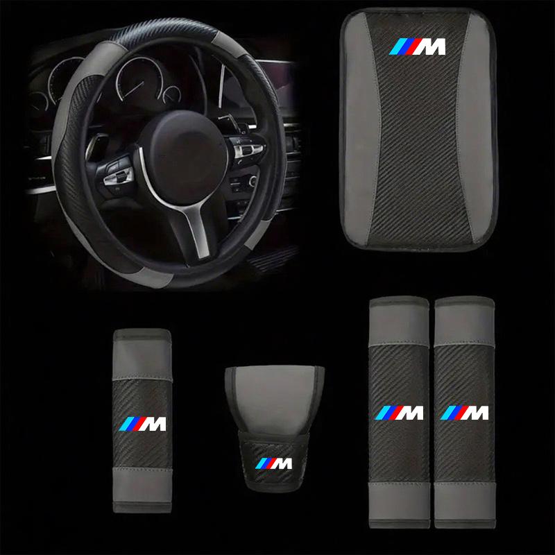 6Pcs Steering Wheel Cover Safety Shoulder Cover Armrest Pad Handbrake Sleeve For BMW 1 3 5 7 Series M X1 X3 X5 F30 M3 M4 E34 E46  VE2