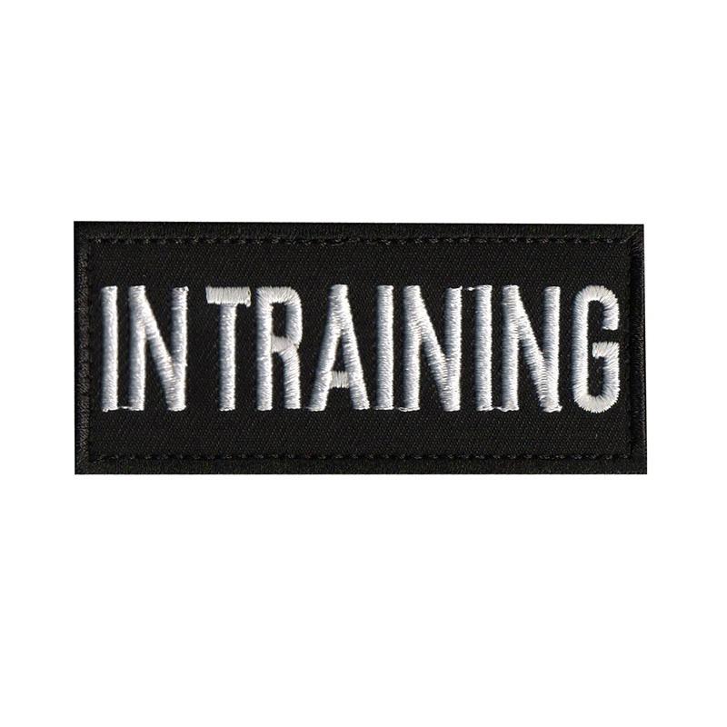 Патч на ремешок для переноски питомца Не гладить Служба дрессировки собак-терапевтов Черно-белый Английский 9*4см