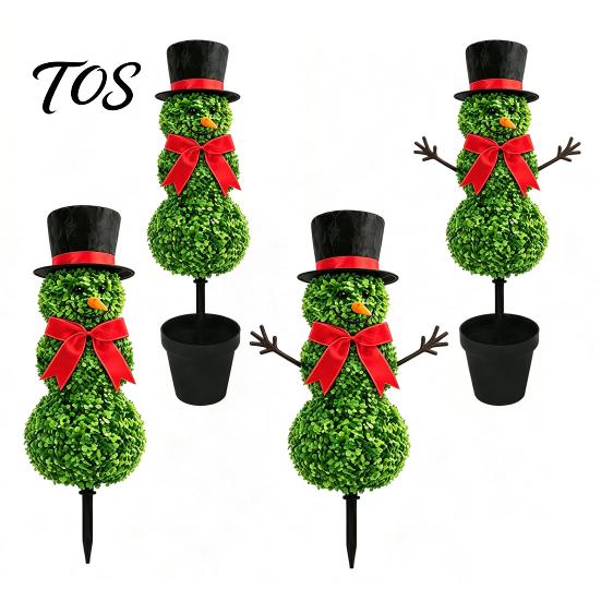 Durable Plastic Yard Stake Christmas Snowman Stake, Simulation Topiary Decoration for Winter Lawn Ornament Indoor Outdoor Porch Garden, Festive