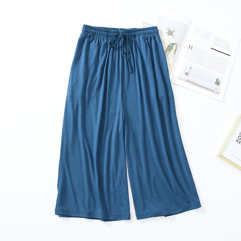 Summer Japanese Style Loose Cropped Trousers Ladies Modal Thin Shorts Solid Color Wide Leg Large Size Home Pants Womens Bottoms