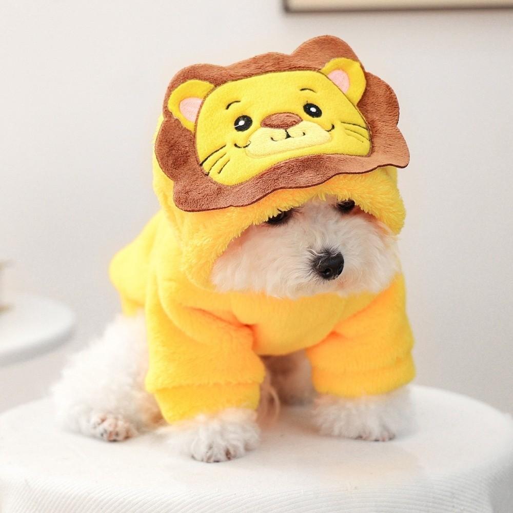 Soft Dog Hoodies Warm Dog Jumpsuits Cartoon Dog Lion Costume  for Cats and Dogs